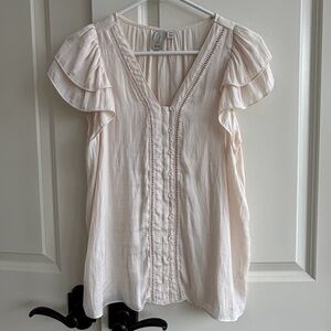 Joie Cream Ruffle Sleeve Top